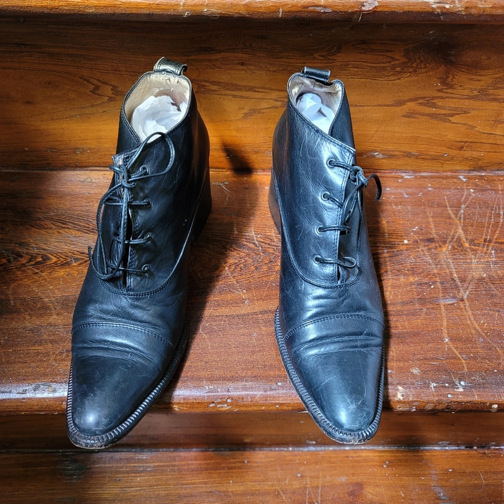 Vintage Gianni Bravo Women's Leather Ankle Boots/Shoes-37 1/2-U S Size 7